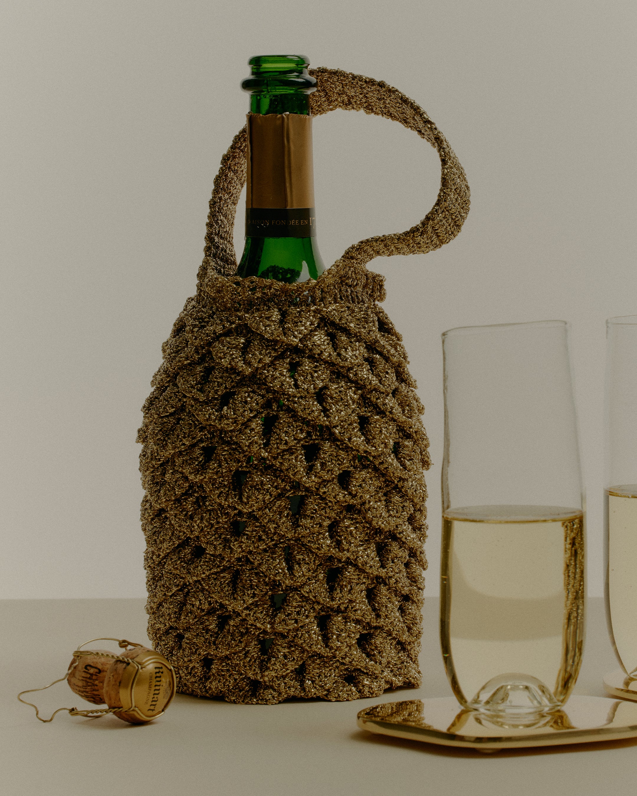 Champagne Bottle Bag | Gold