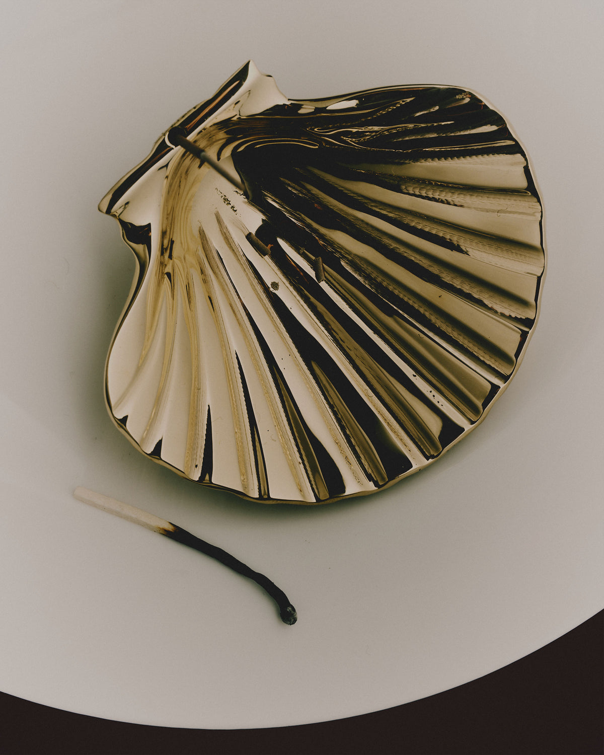 Brass scallop incense holder, solid brass with a hand-polished finish
